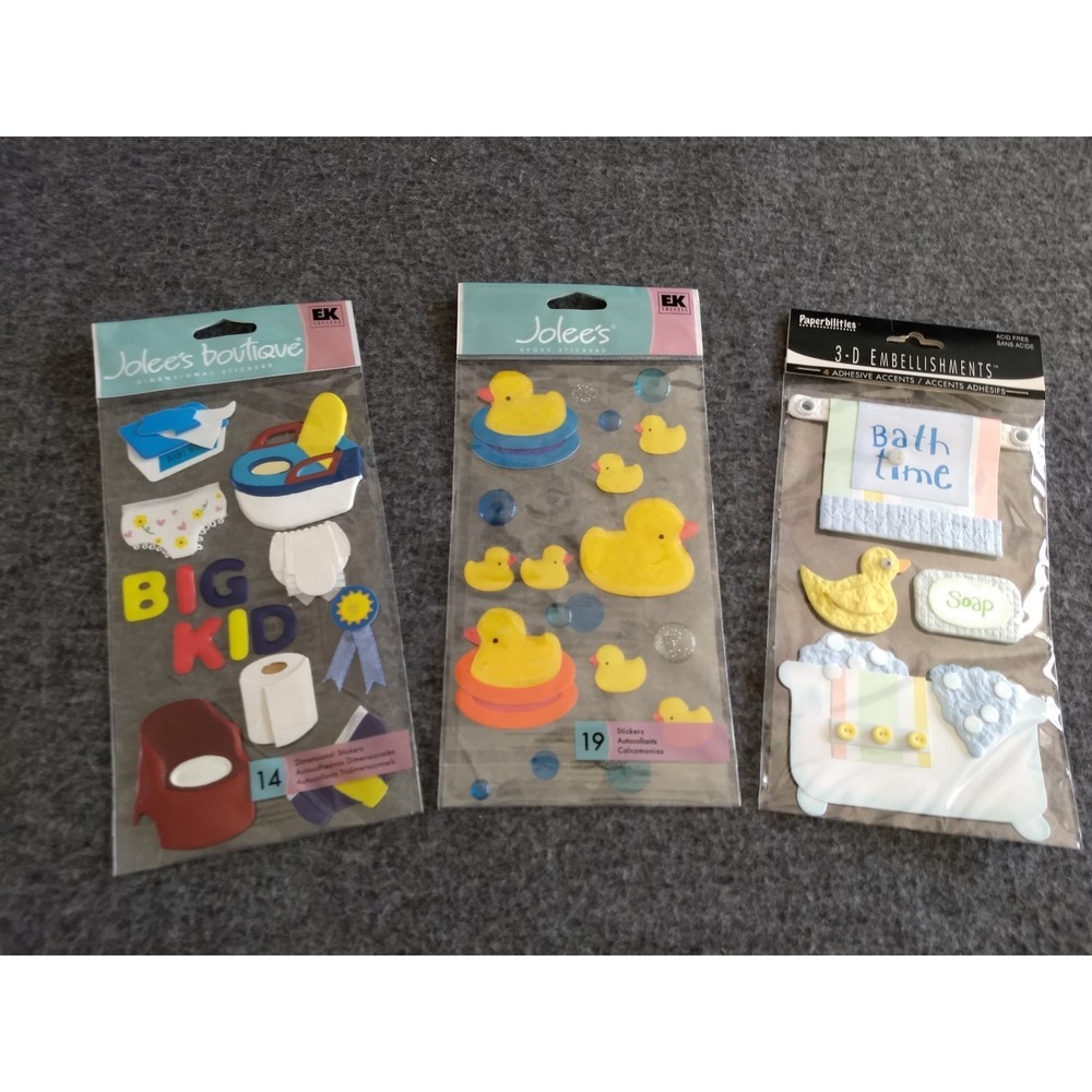 Jolee's Boutique Scrapbooking Dimensional Stickers Bath Time Potty Lot of 3 NEW